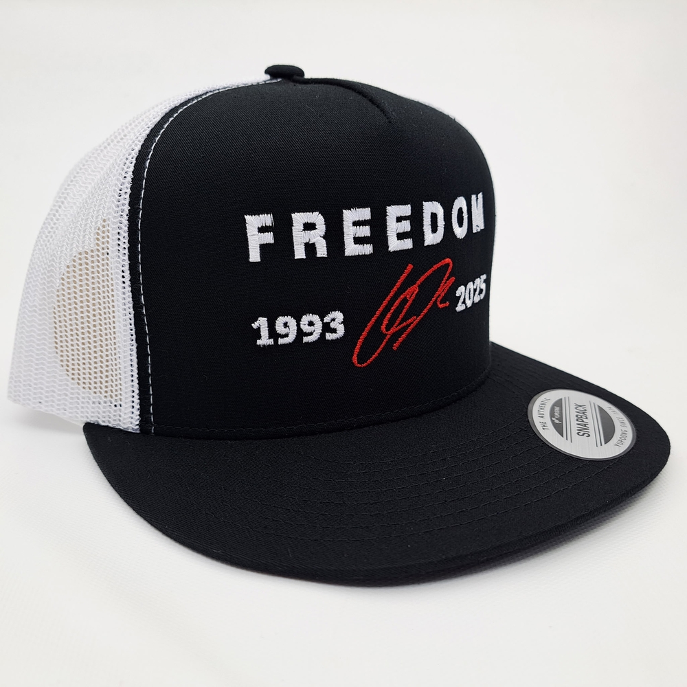 Freedom Charlie Kirk Black and White Snapback Hat - Picture 3 of 4
